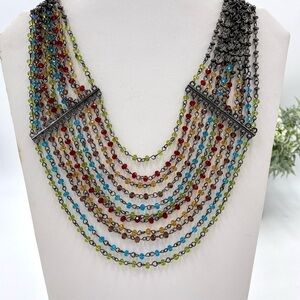 Five Strand Multi-strand multi-color colorful necklace 16-20”